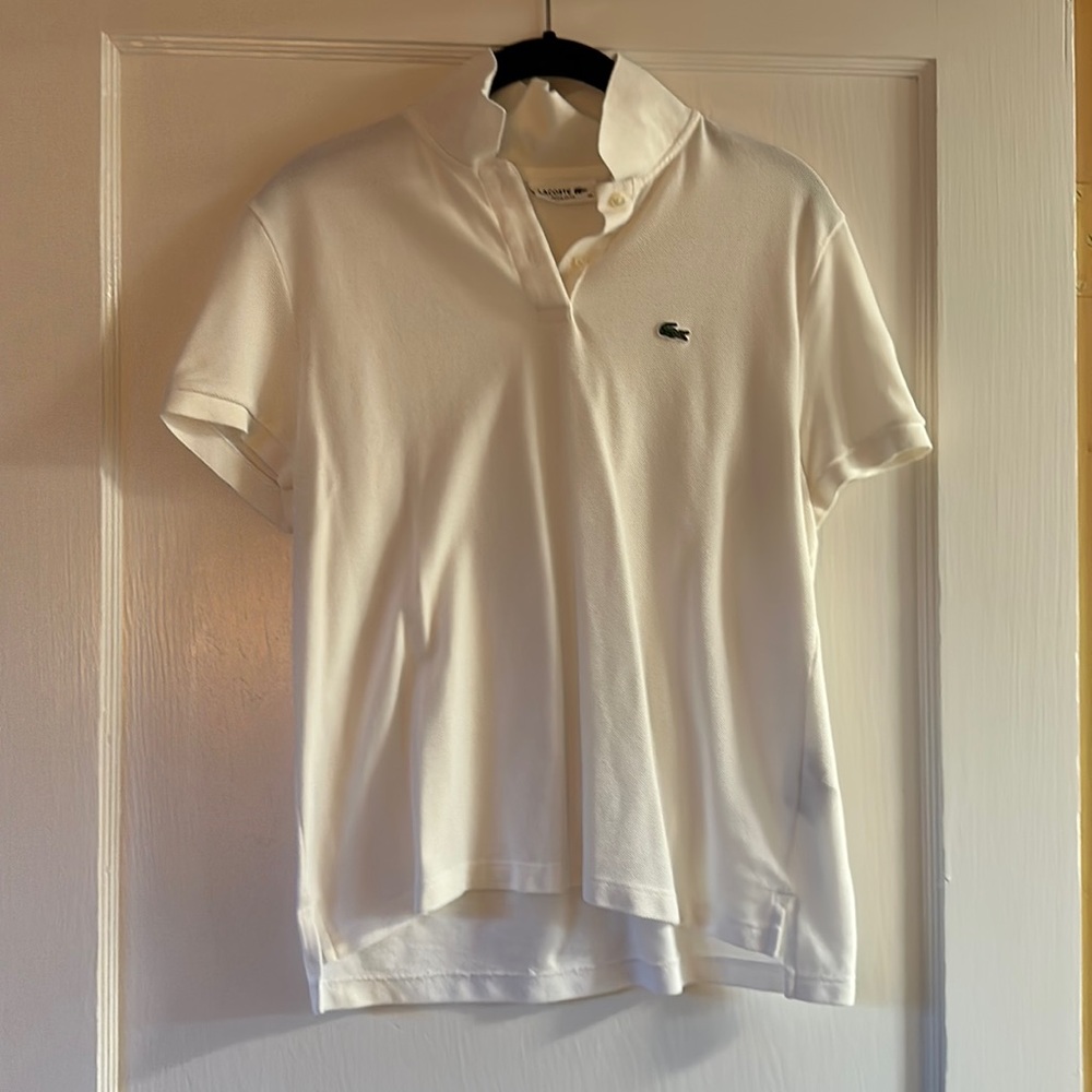 LACOSTE white standard fit cotton polo shirt